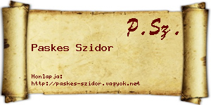 Paskes Szidor névjegykártya